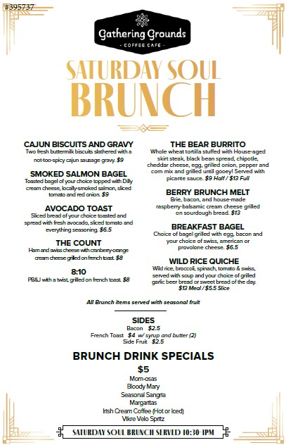 Saturday Soul Brunch menu